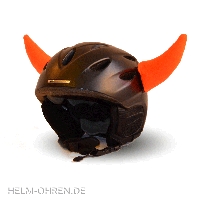 Skihelm - Hörner / Teufel - Neon-Orange